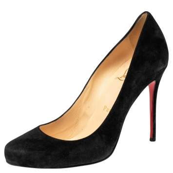Pre Owned Christian Louboutin Black Suede Fifi Pumps Size 37