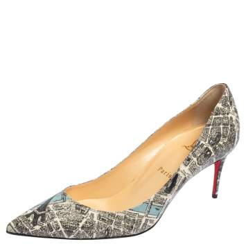 Pre Owned Christian Louboutin Monochrome Leather Plan De Paris Decollete Pumps Size 39