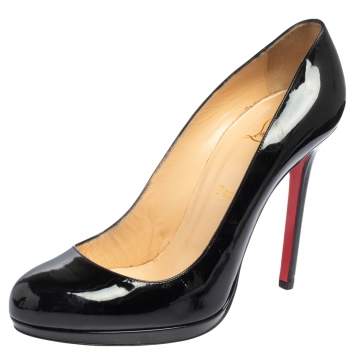 Pre Owned Christian Louboutin Black Patent Leather New Simple Pumps Size 40