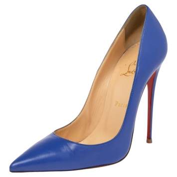 Pre Owned Christian Louboutin Blue Leather So Kate Pointed Toe Pumps Size 40.5