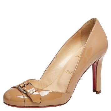Pre Owned hristian Louboutin Beige Patent Lilibelt Pumps Size 36