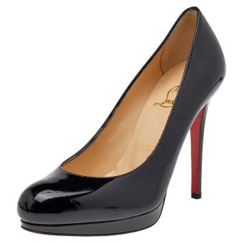 Pre Owned Christian Louboutin Black Patent Leather Simple Pumps Size 36