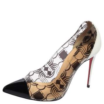 Pre Owned Christian Louboutin Multicolor PVC and Patent Leather Debout Pointed Toe Pumps Size 36.5