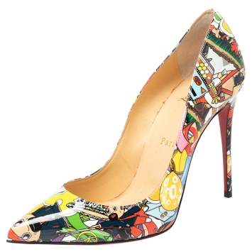Pre Owned Christian Louboutin Multicolor Patent Leather Pigalle Follies Patent Trash Pumps Size 37.5