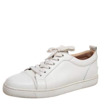Pre Owned Christian Louboutin Gold/White Leather Louis Junior Low Top Sneakers Size 40