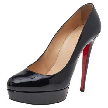 Pre Owned Christian Louboutin Black Patent Leather Platform Pumps Size 41