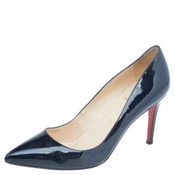 Pre Owned Christian Louboutin Black Patent Leather Decollete 554 Pointed Toe Pumps Size 39