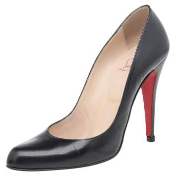 Pre Owned Christian Louboutin Black Leather Decollete Pumps Size 38.5