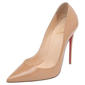 Pre Owned Christian Louboutin Beige Patent Leather So Kate Pointed Toe Pumps Size 39