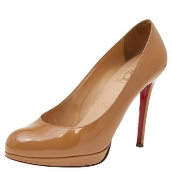 Pre Owned Christian Louboutin Beige Patent Leather New Simple Pumps Size 37.5