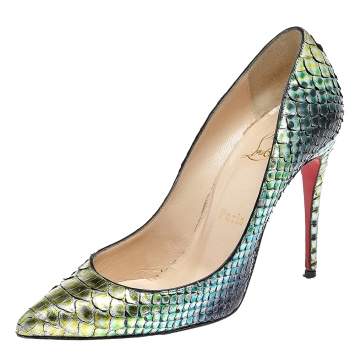 Pre Owned Christian Louboutin Metallic Multicolor Python So Kate Pumps Size 37