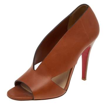 Pre Owned Christian Louboutin Brown Leather Creve Coeur Pumps Size 38
