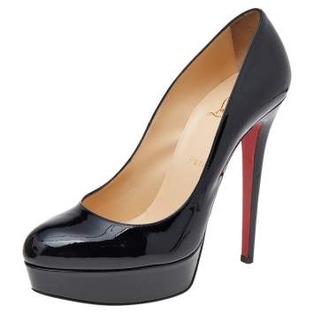 Pre Owned Christian Louboutin Black Patent Leather Bianca Platform Pumps Size 40