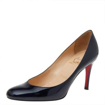 Pre Owned Christian Louboutin Black Patent Leather Simple Pumps Size 36.5