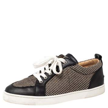 Pre Owned Christian Louboutin Black/White Leather And Fabric  Orlato  Low Top Sneakers Size 41