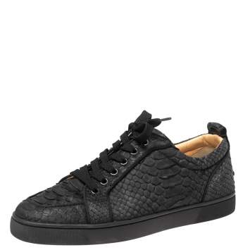 Pre Owned Christian Louboutin Black Python Leather  Orlato Low Top Sneakers Size 41