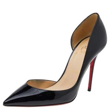 Pre Owned Christian Louboutin Black Patent Leather Iriza Pumps Size 39