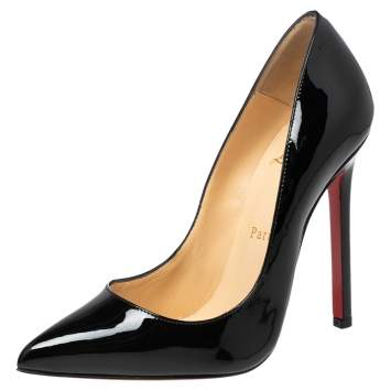 Pre Owned Christian Louboutin Black Patent Leather Pigalle Pumps Size 36
