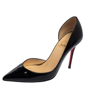 Pre Owned Christian Louboutin Black Patent Leather Iriza Pumps Size 35