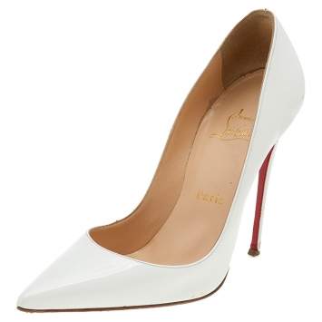 Pre Owned Christian Louboutin White Patent Leather So Kate Pumps Size 36