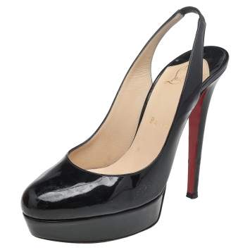 Pre Owned Christian Louboutin Black Patent Leather Bianca Pumps Size 38.5