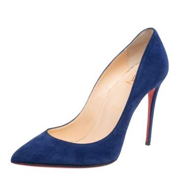 Pre Owned Christian Louboutin Electric Blue Suede Pigalle Follies Pumps Size 36.5