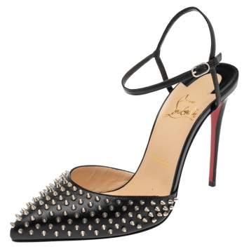 Pre Owned Christian Louboutin Black Leather Baila Sandals Size 37.5