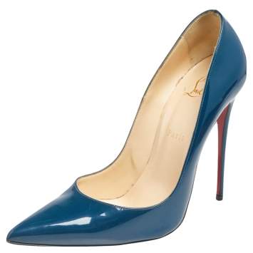Pre Owned Christian Louboutin Blue Patent Leather So Kate Pumps Size 40.5