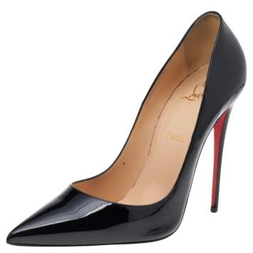 Pre Owned Christian Louboutin Black Patent Leather So Kate Pumps Size 41.5