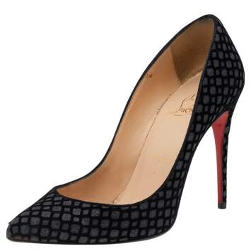 Pre Owned Christian Louboutin Black Glitter Iriza Pointed Toe Pumps Size 36.5 