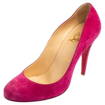 Pre Owned Christian Louboutin Pink Suede Fifi Pumps Size 39