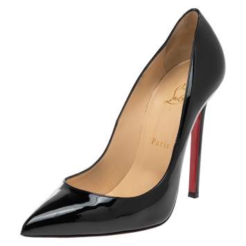 Pre Owned Christian Louboutin Black Patent Leather Pigalle Pointed-Toe Pumps Size 39.5