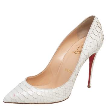 Pre Owned Christian Louboutin Cream Python Leather Pigalle Follies Pumps Size 37