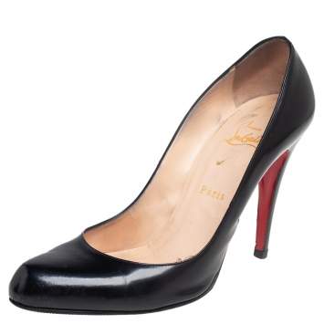 Pre Owned Christian Louboutin Black Patent Leather Fifille Pumps Size 40