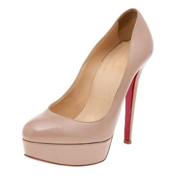 Pre Owned Christian Louboutin Nude Pink Leather Bianca Pumps Size 36