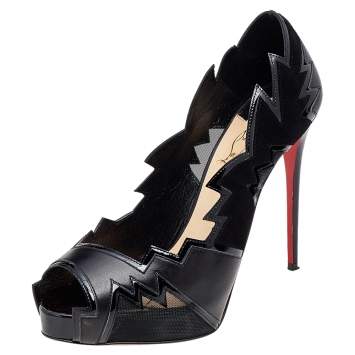Christian Louboutin Black Leather And Mesh Explozina Pumps Size 38.5