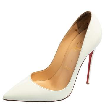 Pre Owned Christian Louboutin White Patent Leather So Kate Pointed-Toe Pumps Size 36