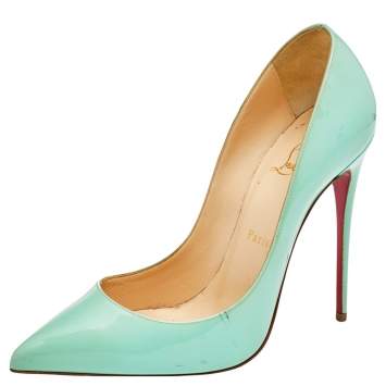 Pre Owned Christian Louboutin Green Patent Leather So Kate Pumps Size 39