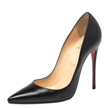 Pre Owned Christian Louboutin Black Leather So Kate Pointed Toe Pumps Size 37.5
