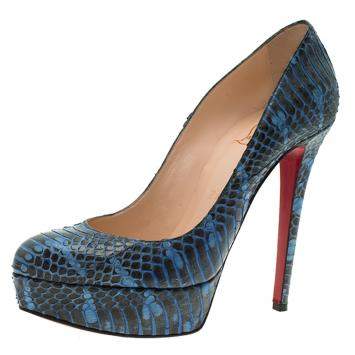 hristian Louboutin Blue Watersnake Bianca Pumps Size 37.5