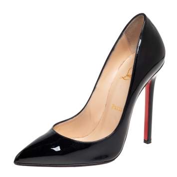 Pre Owned Christian Louboutin Black Patent Leather Pigalle Pumps SIze 38