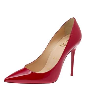 Pre Owned Christian Louboutin Red Patent Leather Kate  Pumps Size 37
