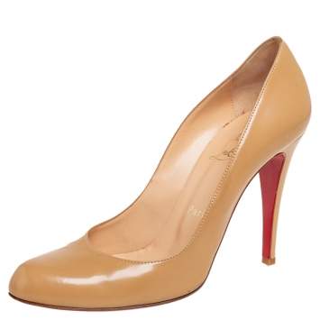 Pre Owned Christian Louboutin Tan Leather New Simple Pumps Size 38.5