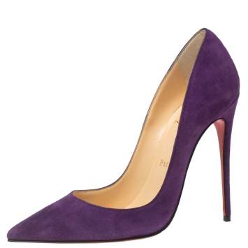 Pre Owned Christian Louboutin Purple Suede So Kate Pumps Size 37