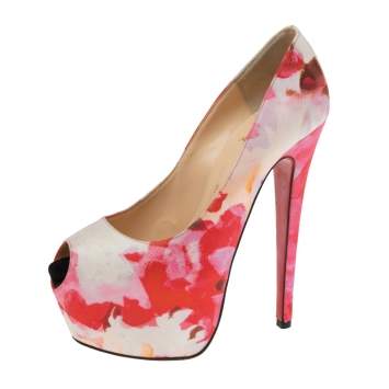Pre Owned Christian Louboutin Multicolor Popi Fabric Highness Pumps Size 37 