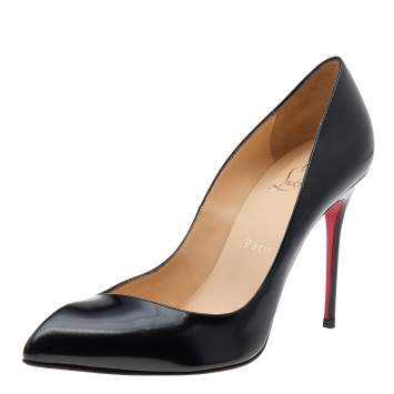 Pre Owned Christian Louboutin Black Leather Corneille Pumps Size 38.5