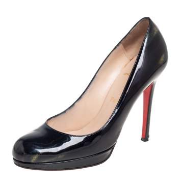 Pre Owned Christian Louboutin Black/Multicolor Glitter Patent Leather New Simple Pumps Size 37.5