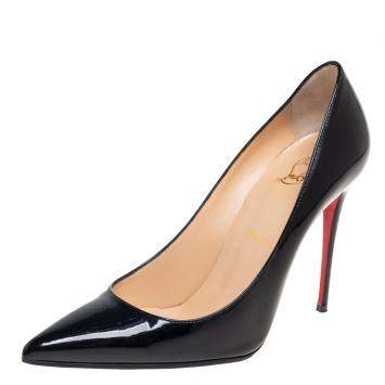 Pre Owned Christian Louboutin Black Patent Leather Kate Pumps Size 38.5