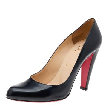 Pre Owned Christian Louboutin Black Leather Fififa Pumps Size 39.5