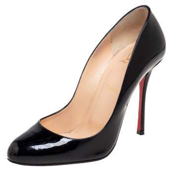 Pre Owned Christian Louboutin Black Patent Leather Merci Allen Pumps Size 39.5